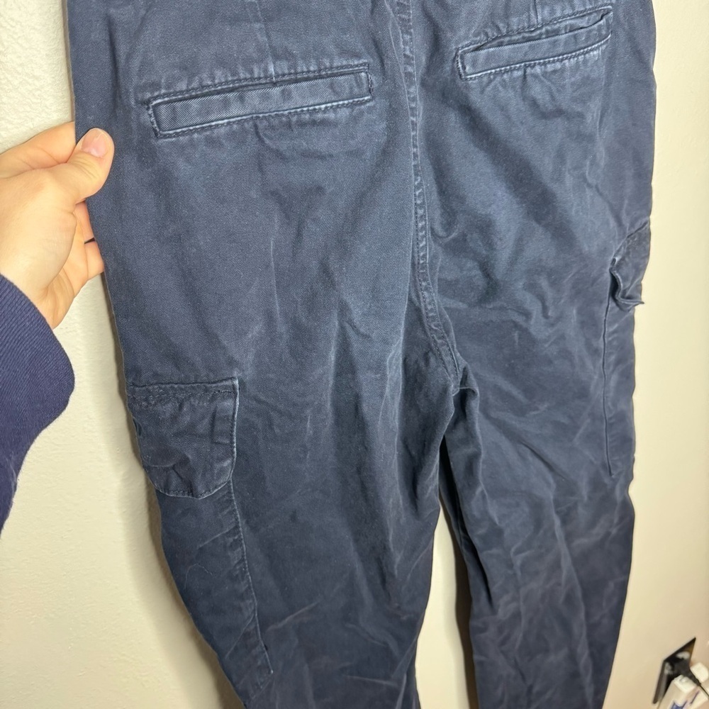 Zara High Rise Cargo Straight Leg Pant in Navy Blue - Picture 9 of 9